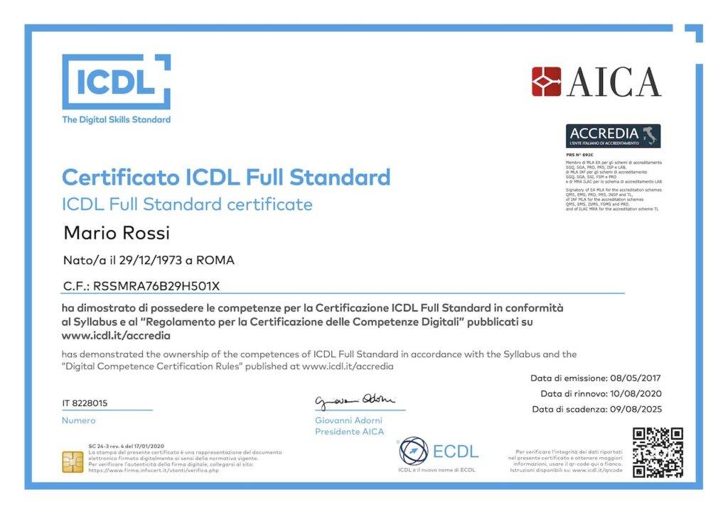 patente europea icdl full standard Accredia