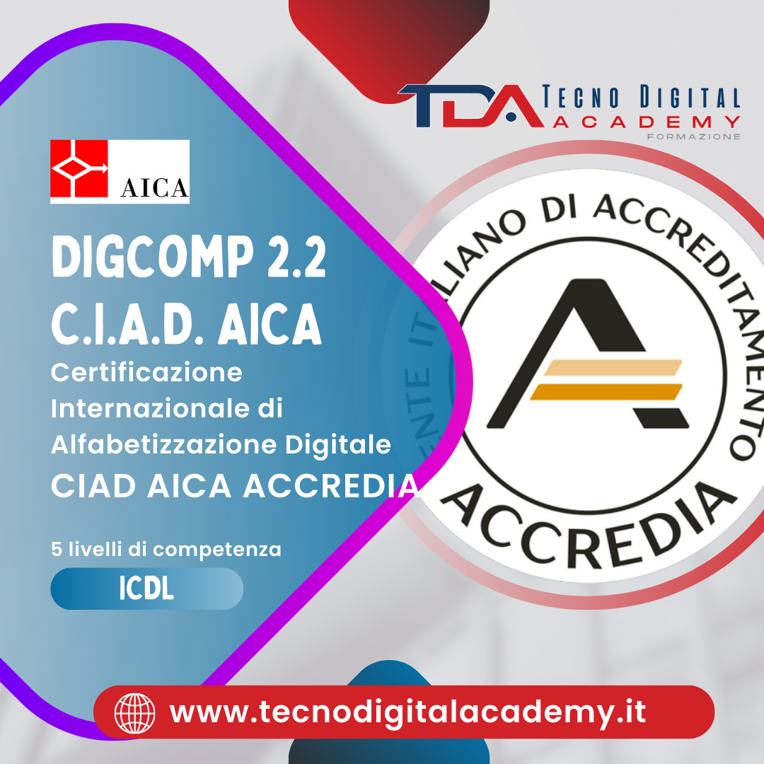 Digcomp 2.2 Gps 2026 CIAD certificazione internazionale di alfabetizzazione digitale ACCREDIA SENZA ICDL FULL STANDARD